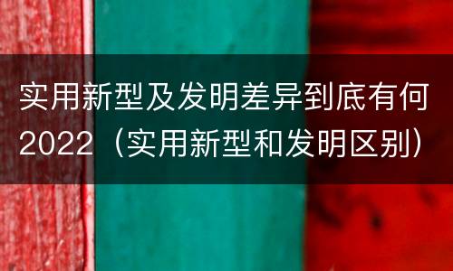 实用新型及发明差异到底有何2022（实用新型和发明区别）