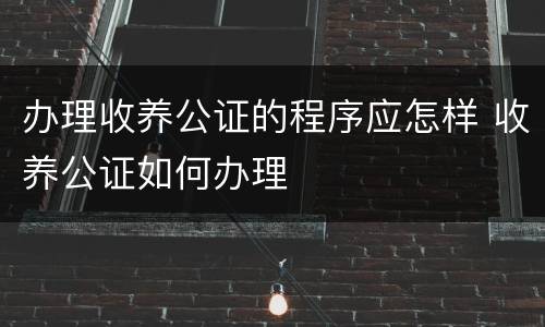 办理收养公证的程序应怎样 收养公证如何办理