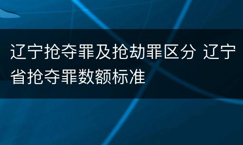 辽宁抢夺罪及抢劫罪区分 辽宁省抢夺罪数额标准