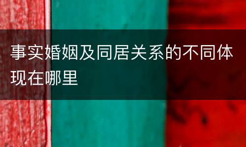 事实婚姻及同居关系的不同体现在哪里