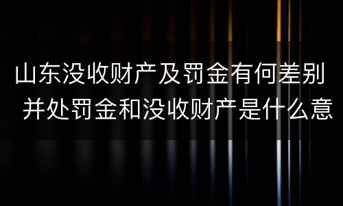 山东没收财产及罚金有何差别 并处罚金和没收财产是什么意思