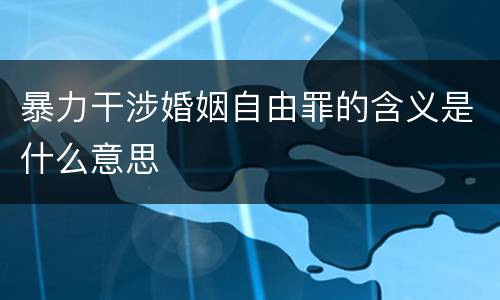 暴力干涉婚姻自由罪的含义是什么意思