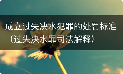 成立过失决水犯罪的处罚标准（过失决水罪司法解释）