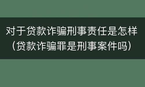对于贷款诈骗刑事责任是怎样（贷款诈骗罪是刑事案件吗）
