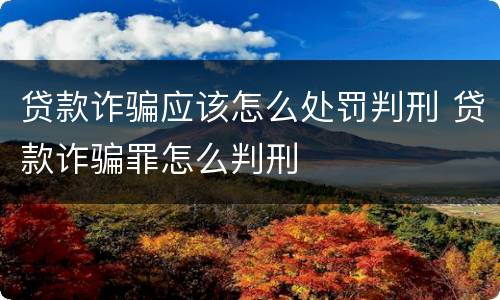 贷款诈骗应该怎么处罚判刑 贷款诈骗罪怎么判刑