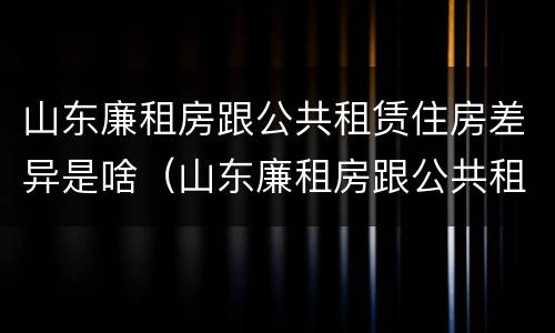 山东廉租房跟公共租赁住房差异是啥（山东廉租房跟公共租赁住房差异是啥原因）