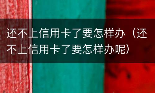 还不上信用卡了要怎样办（还不上信用卡了要怎样办呢）