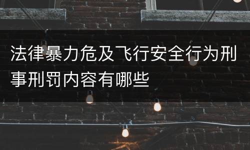 法律暴力危及飞行安全行为刑事刑罚内容有哪些