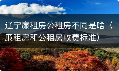 辽宁廉租房公租房不同是啥（廉租房和公租房收费标准）