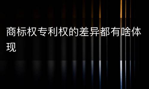 商标权专利权的差异都有啥体现