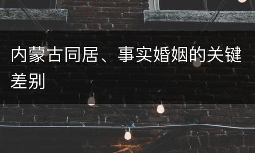 内蒙古同居、事实婚姻的关键差别