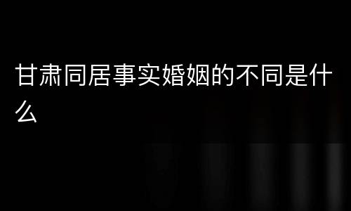 甘肃同居事实婚姻的不同是什么