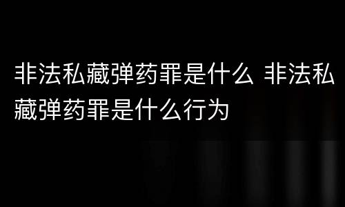 非法私藏弹药罪是什么 非法私藏弹药罪是什么行为