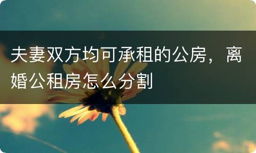 夫妻双方均可承租的公房，离婚公租房怎么分割