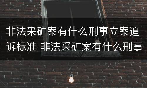 非法采矿案有什么刑事立案追诉标准 非法采矿案有什么刑事立案追诉标准吗