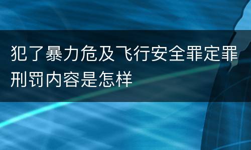 犯了暴力危及飞行安全罪定罪刑罚内容是怎样