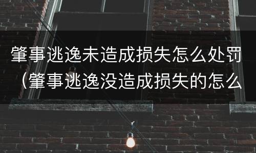 肇事逃逸未造成损失怎么处罚（肇事逃逸没造成损失的怎么处理?）