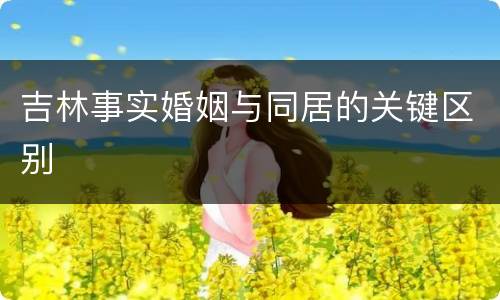 吉林事实婚姻与同居的关键区别