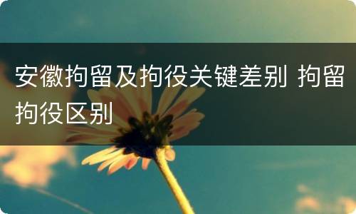 安徽拘留及拘役关键差别 拘留拘役区别