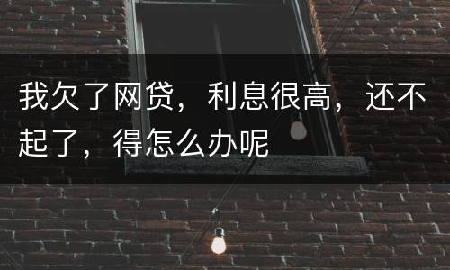我欠了网贷，利息很高，还不起了，得怎么办呢