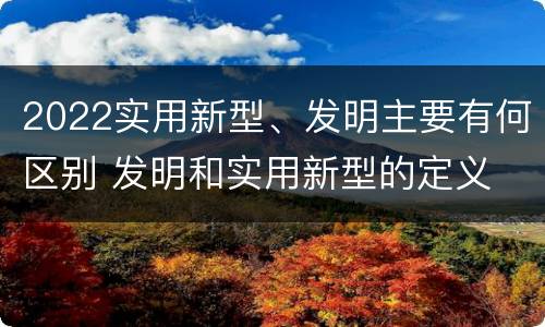 2022实用新型、发明主要有何区别 发明和实用新型的定义