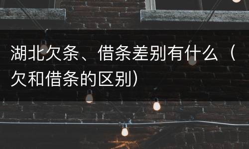 湖北欠条、借条差别有什么（欠和借条的区别）