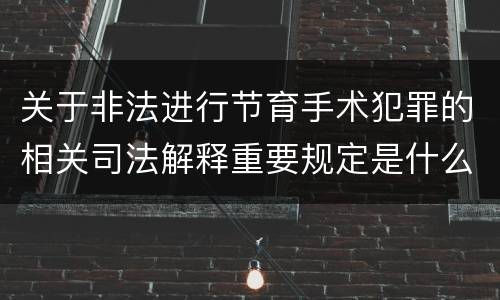 关于非法进行节育手术犯罪的相关司法解释重要规定是什么