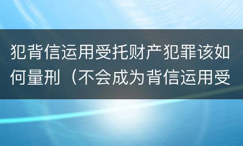 犯背信运用受托财产犯罪该如何量刑（不会成为背信运用受托财产罪的犯罪主体）