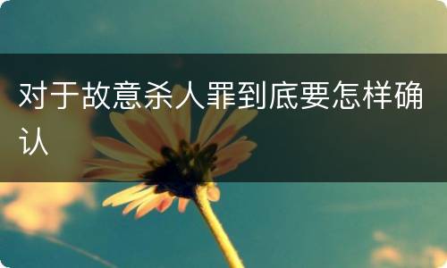 对于故意杀人罪到底要怎样确认