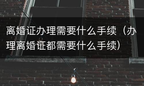 离婚证办理需要什么手续（办理离婚证都需要什么手续）