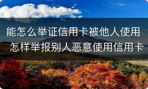 能怎么举证信用卡被他人使用 怎样举报别人恶意使用信用卡
