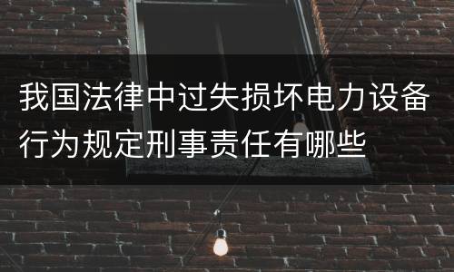 我国法律中过失损坏电力设备行为规定刑事责任有哪些
