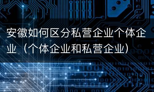 安徽如何区分私营企业个体企业（个体企业和私营企业）