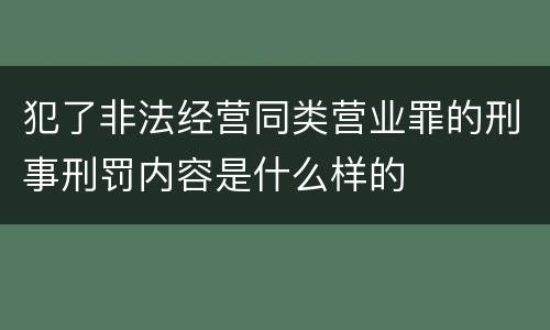 犯了非法经营同类营业罪的刑事刑罚内容是什么样的