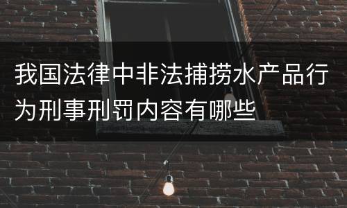 我国法律中非法捕捞水产品行为刑事刑罚内容有哪些