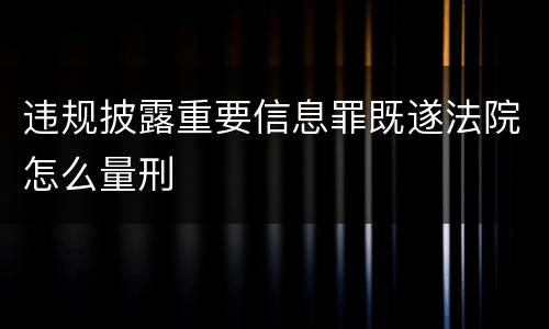 违规披露重要信息罪既遂法院怎么量刑