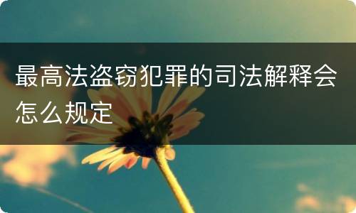 最高法盗窃犯罪的司法解释会怎么规定