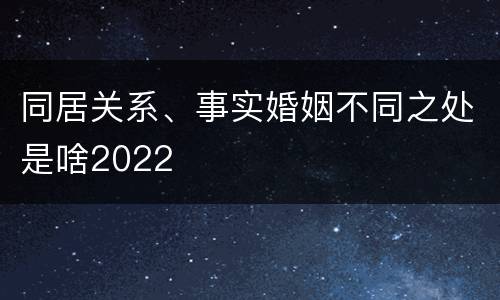 同居关系、事实婚姻不同之处是啥2022