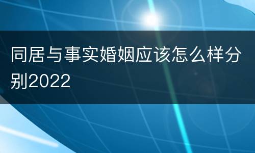 同居与事实婚姻应该怎么样分别2022