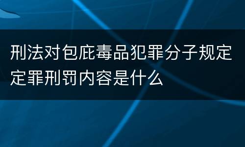 刑法对包庇毒品犯罪分子规定定罪刑罚内容是什么
