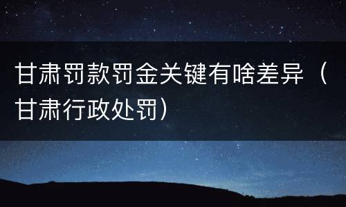 甘肃罚款罚金关键有啥差异（甘肃行政处罚）