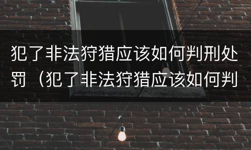 犯了非法狩猎应该如何判刑处罚（犯了非法狩猎应该如何判刑处罚标准）