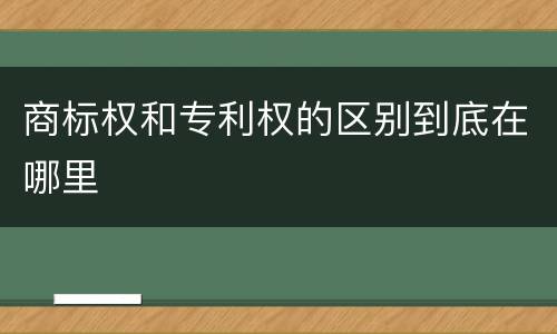 商标权和专利权的区别到底在哪里