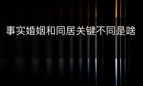 事实婚姻和同居关键不同是啥