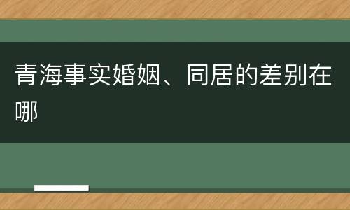 青海事实婚姻、同居的差别在哪