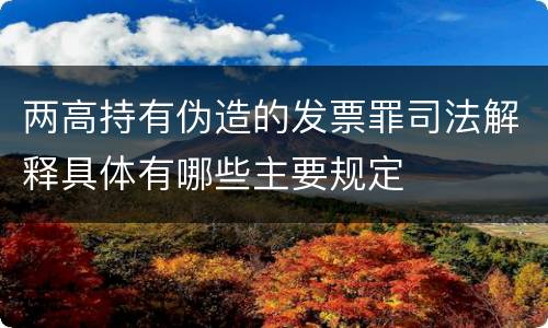 两高持有伪造的发票罪司法解释具体有哪些主要规定
