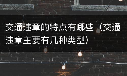 交通违章的特点有哪些（交通违章主要有几种类型）