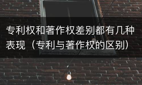 专利权和著作权差别都有几种表现（专利与著作权的区别）