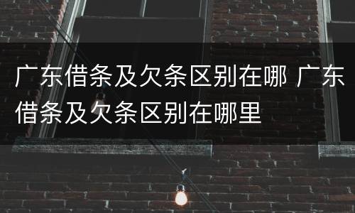 广东借条及欠条区别在哪 广东借条及欠条区别在哪里