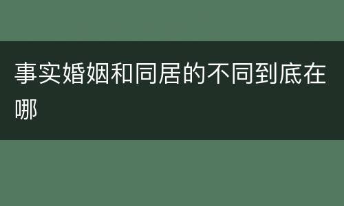 事实婚姻和同居的不同到底在哪